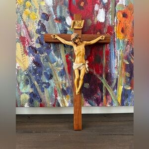 Vintage Fontanini Wall Crucifix Wood Cross Genuine Fontanini Corpus 12” Vtg Jesu